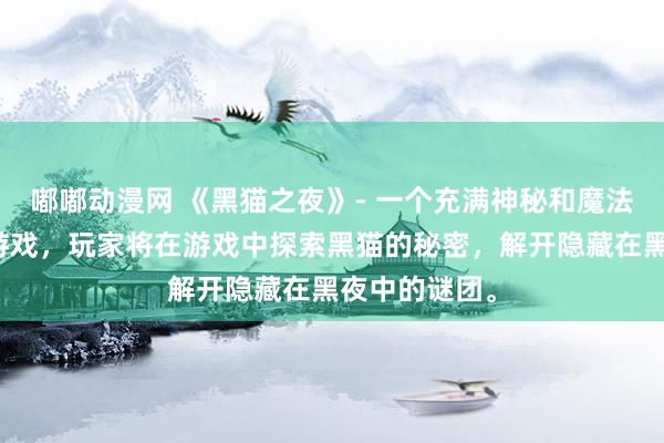 嘟嘟动漫网 《黑猫之夜》- 一个充满神秘和魔法的日本动漫游戏，玩家将在游戏中探索黑猫的秘密，解开隐藏在黑夜中的谜团。